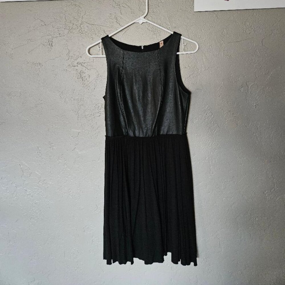 BAILEY 44 Black Sexy Cocktail Party Mini Dress Faux Leather Bodice Size XS